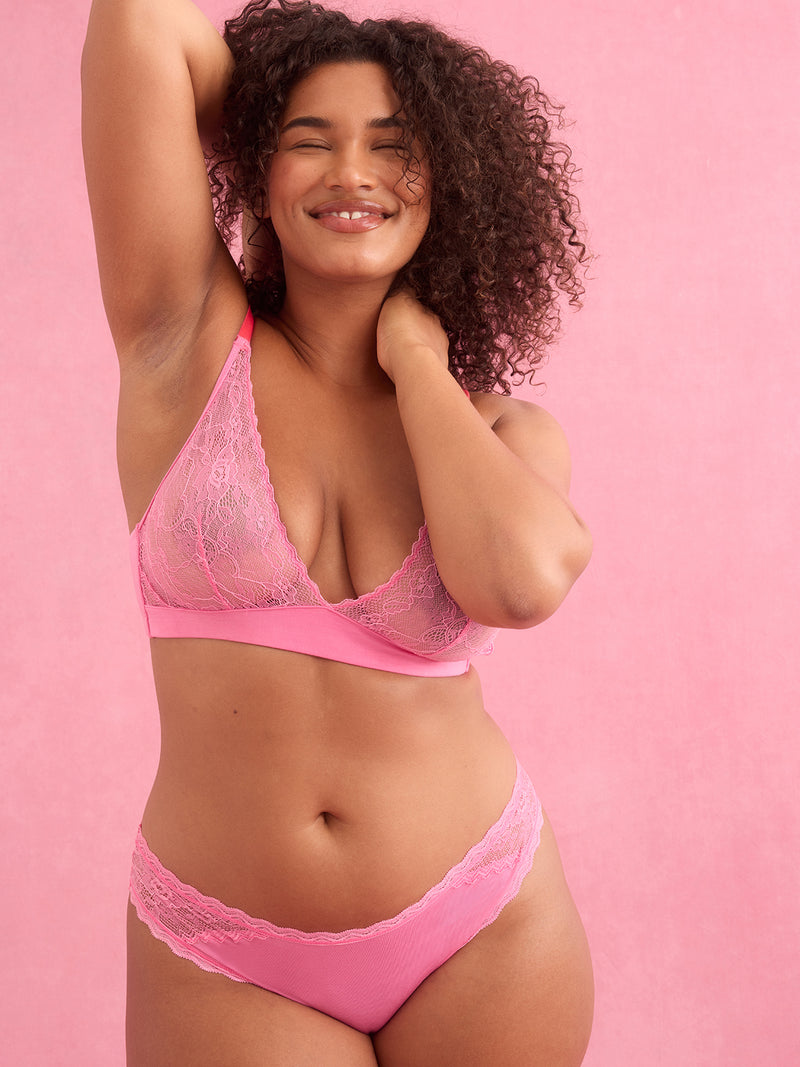 Eco Lace Triangle Bra - Pink Cosmos & Hibiscus Hop Lun Limited