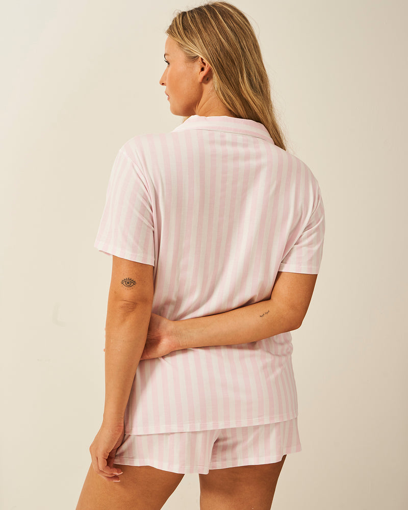 Short Pyjama Set - Pale Pink Stripe Charming Garment Enterprises Co