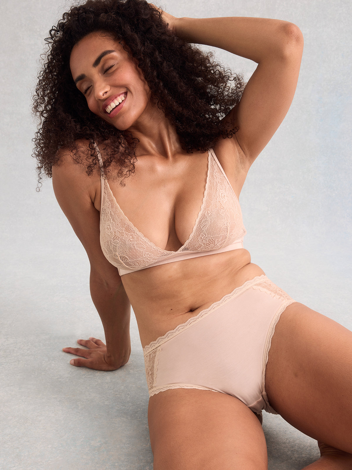 Eco Lace High Rise Knicker - Sand Hop Lun Limited