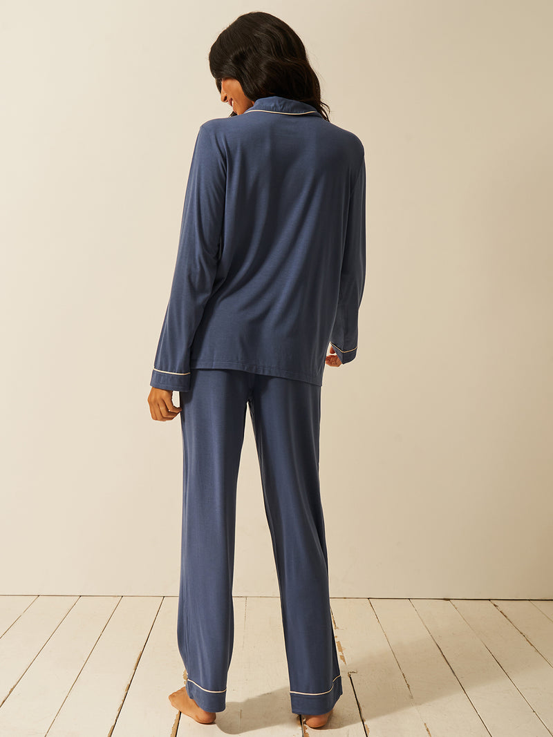Long Pyjama Set - Indigo & Buttercream Wholegood Inter-United Ltd