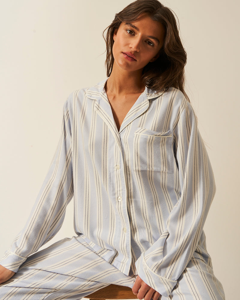 Soft Brushed Woven Pyjama Top - Barneby Gates Blue Anjos & Lourenco