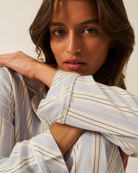 Soft Brushed Woven Pyjama Top - Barneby Gates Blue Anjos & Lourenco