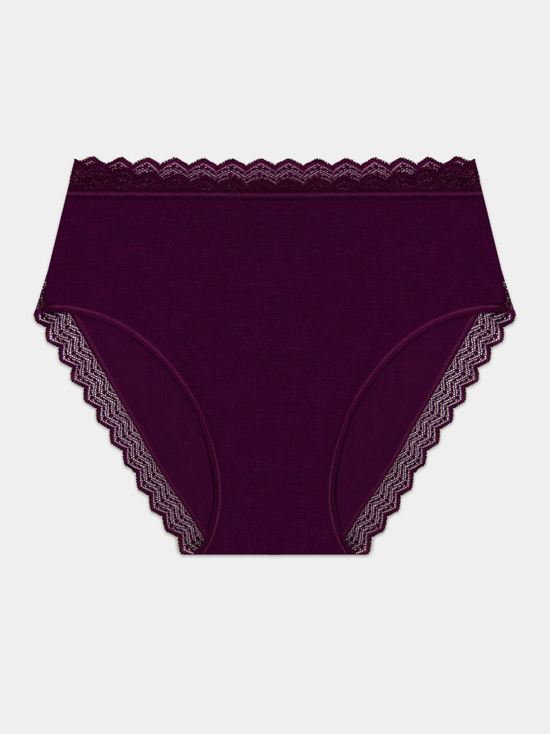 ZigZag Lace High Rise Knicker - Black Cherry Hop Lun Limited