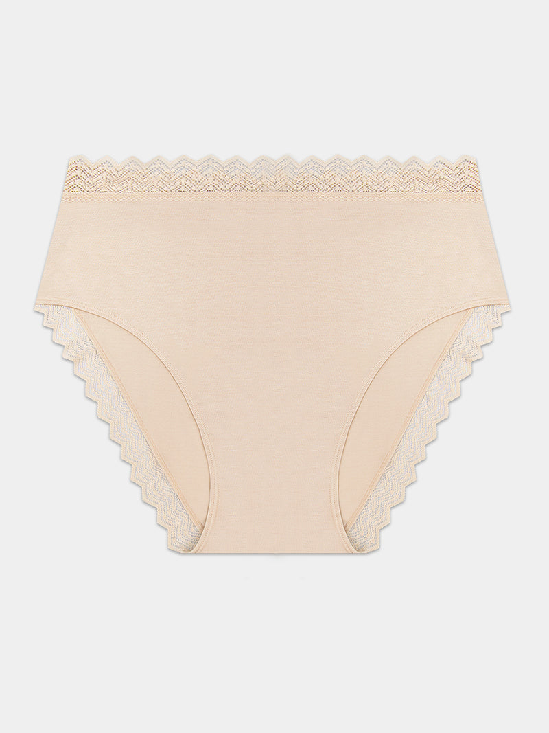 ZigZag Lace High Rise Knicker - Sand Hop Lun Limited