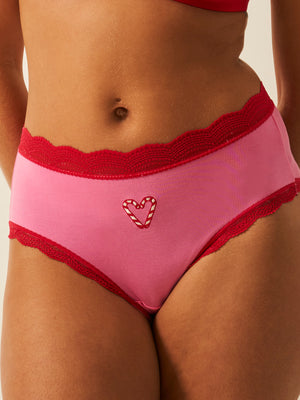 High Rise Knicker - Candy Heart Embroidery