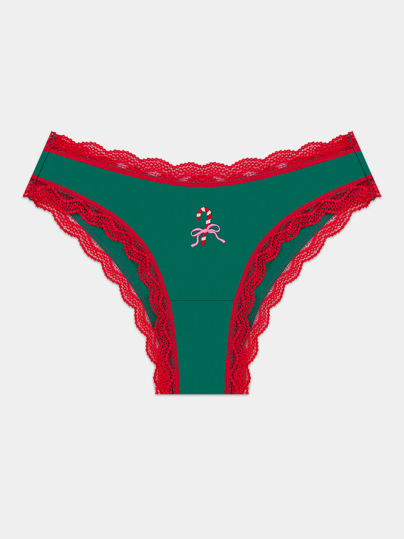 Brazilian Knicker - Candy Cane Bow Embroidery Charming Garment Enterprises Co