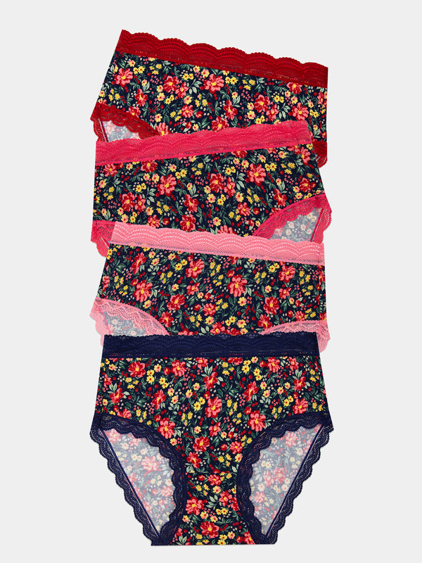 High Rise Knicker Four Pack - Cherry Bloom Wholegood Inter-United Ltd