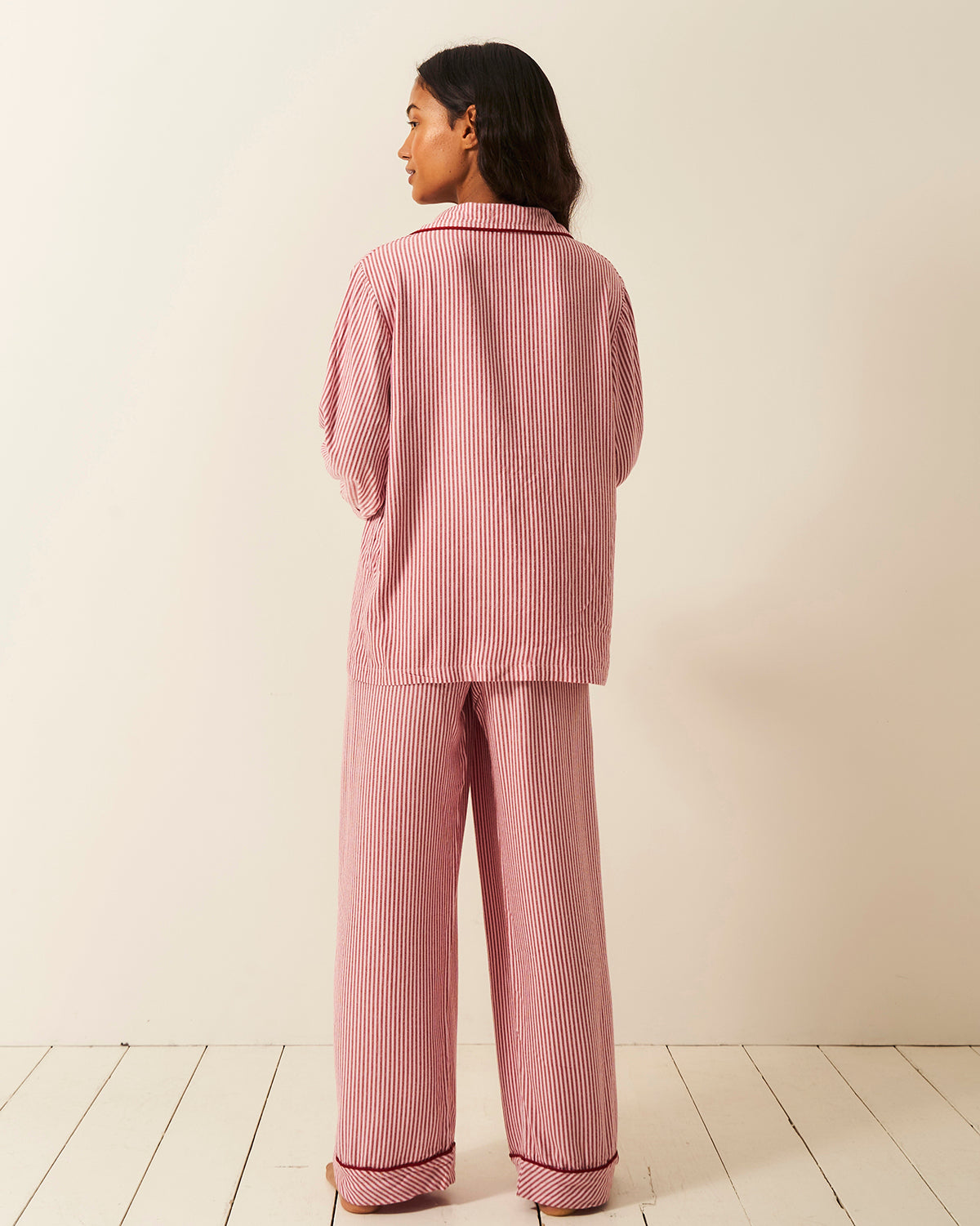 Soft Brushed Woven Pyjama Bottoms - Red Stripe Anjos & Lourenco