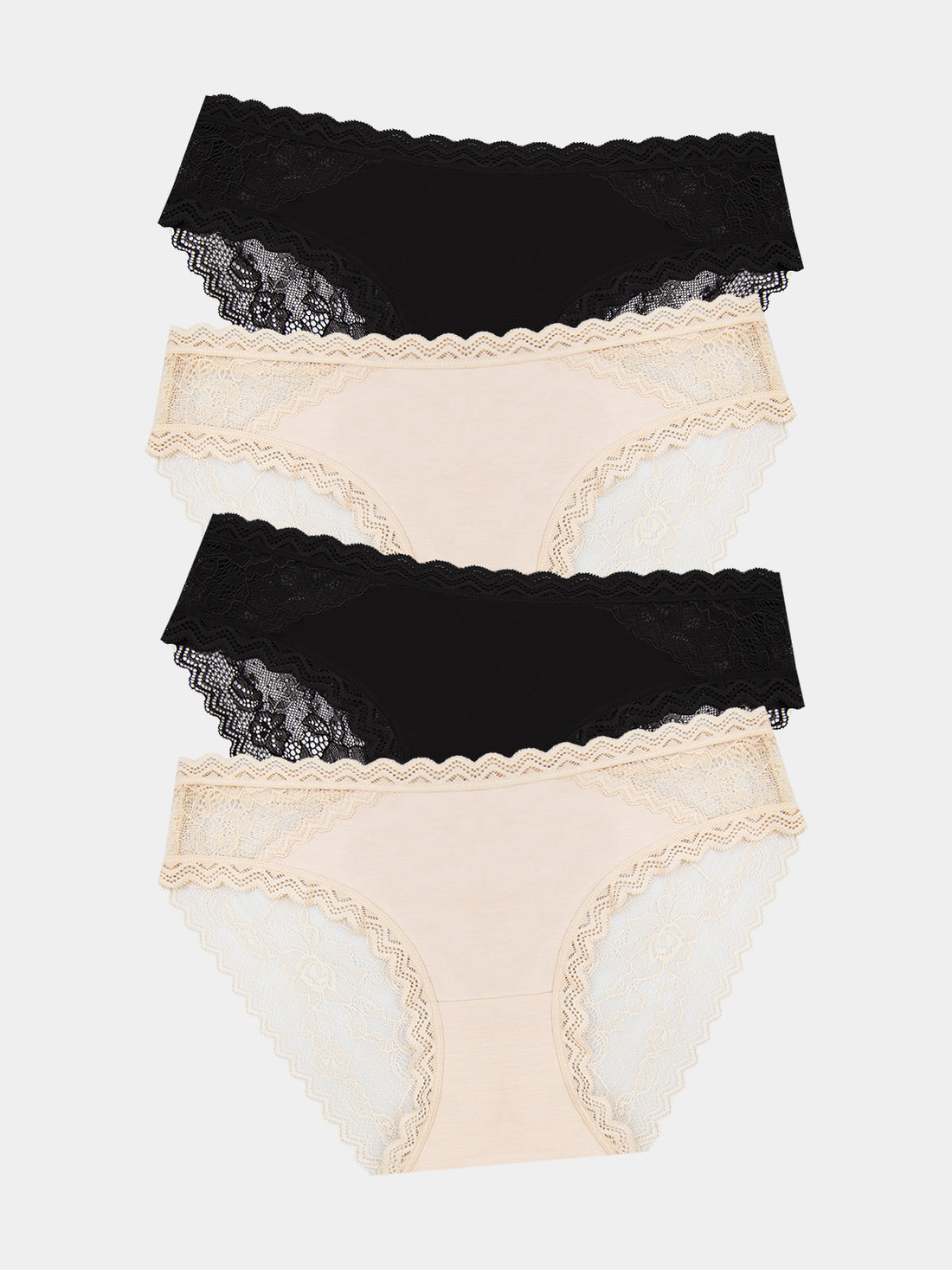 Eco Lace Original Knicker Four Pack - Black & Sand Hop Lun Limited