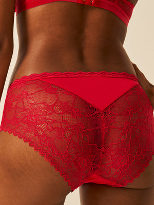 Eco Lace High Rise Knicker - Lipstick Red