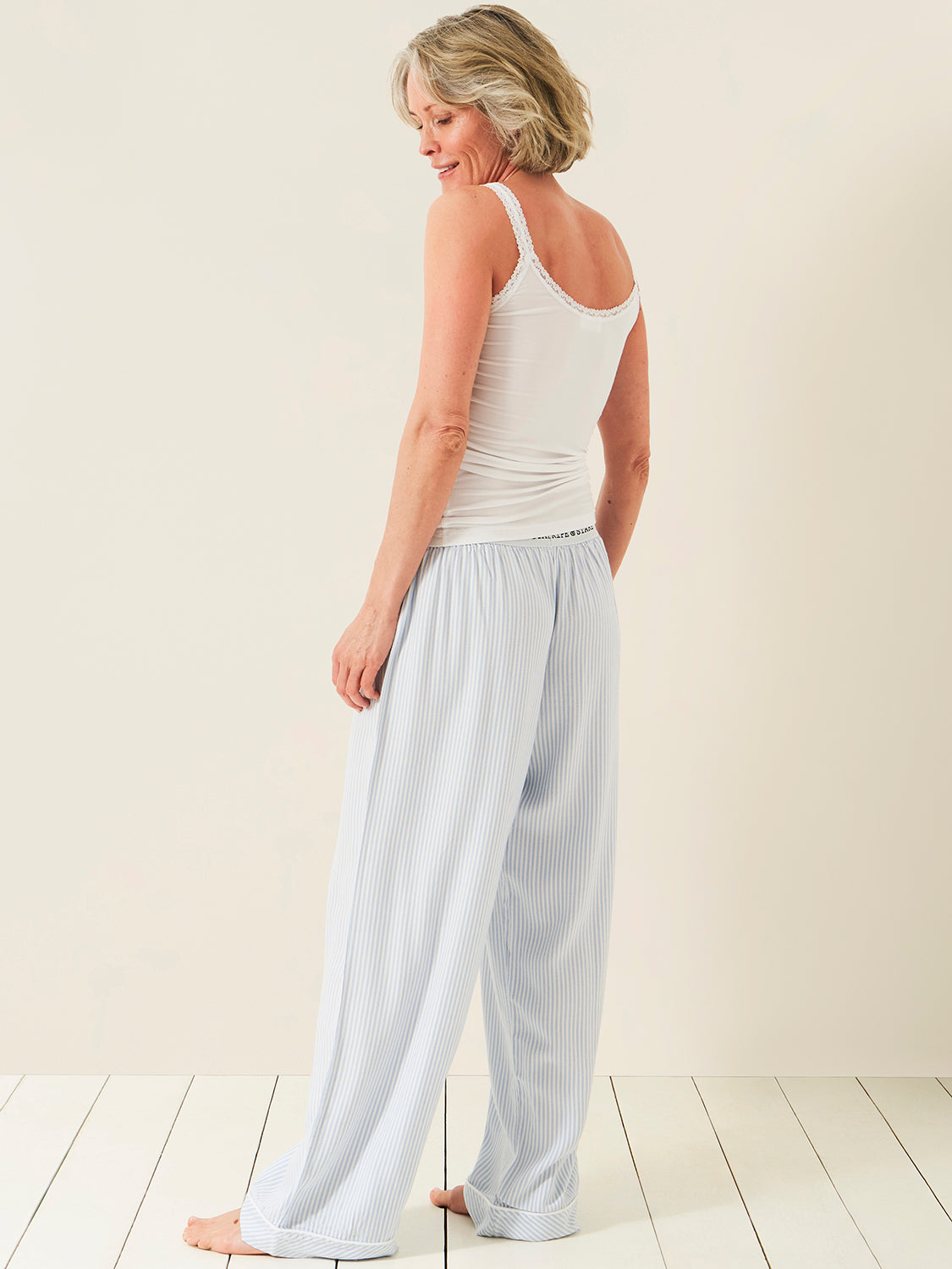 Soft Brushed Woven Pyjama Bottoms - Blue Stripe Anjos & Lourenco