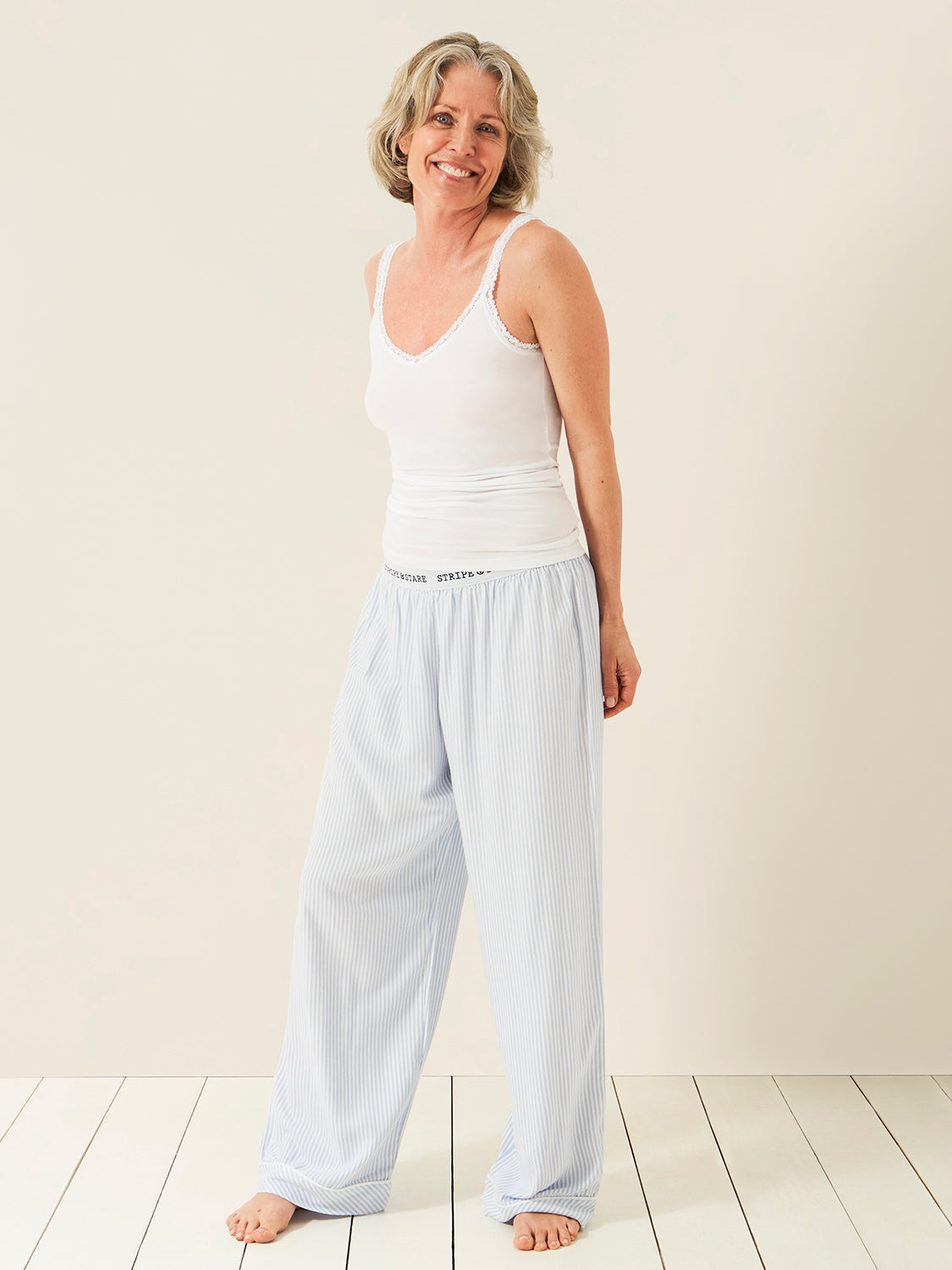 Soft Brushed Woven Pyjama Bottoms - Blue Stripe Anjos & Lourenco