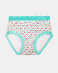High Rise Knicker - Green Floral Tile Stripe & Stare