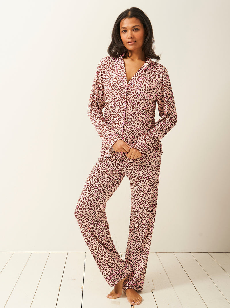 Long Pyjama Set - Liquorice Leopard Charming Garment Enterprises Co