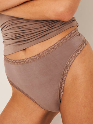 High Waisted Thong - Taupe