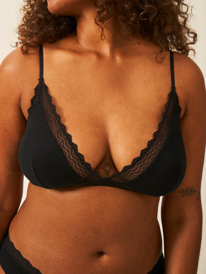 ZigZag Lace Triangle Bra - Black