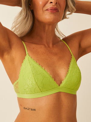 Eco Lace Padded Triangle Bra - Green Glow