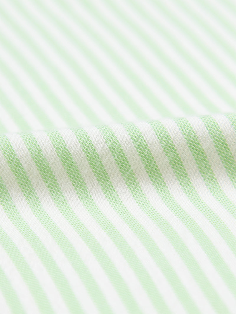 Emily English X S&S Soft Brushed Woven Pyjama Top - Matcha Stripe Anjos & Lourenco