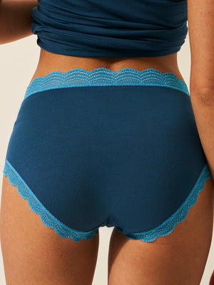 High Rise Knicker - Midnight Neon Blue