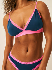 Lace Bralette - Midnight Neon Pink Charming Garment Enterprises Co
