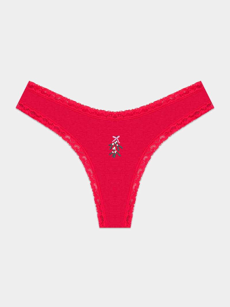 Thong - Mistletoe Embroidery