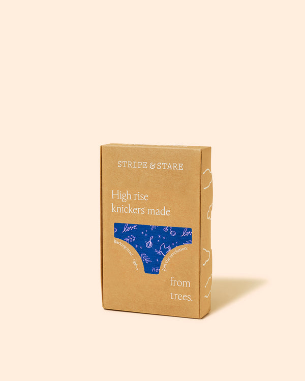 High Rise Knicker - Navy Noel Stripe & Stare