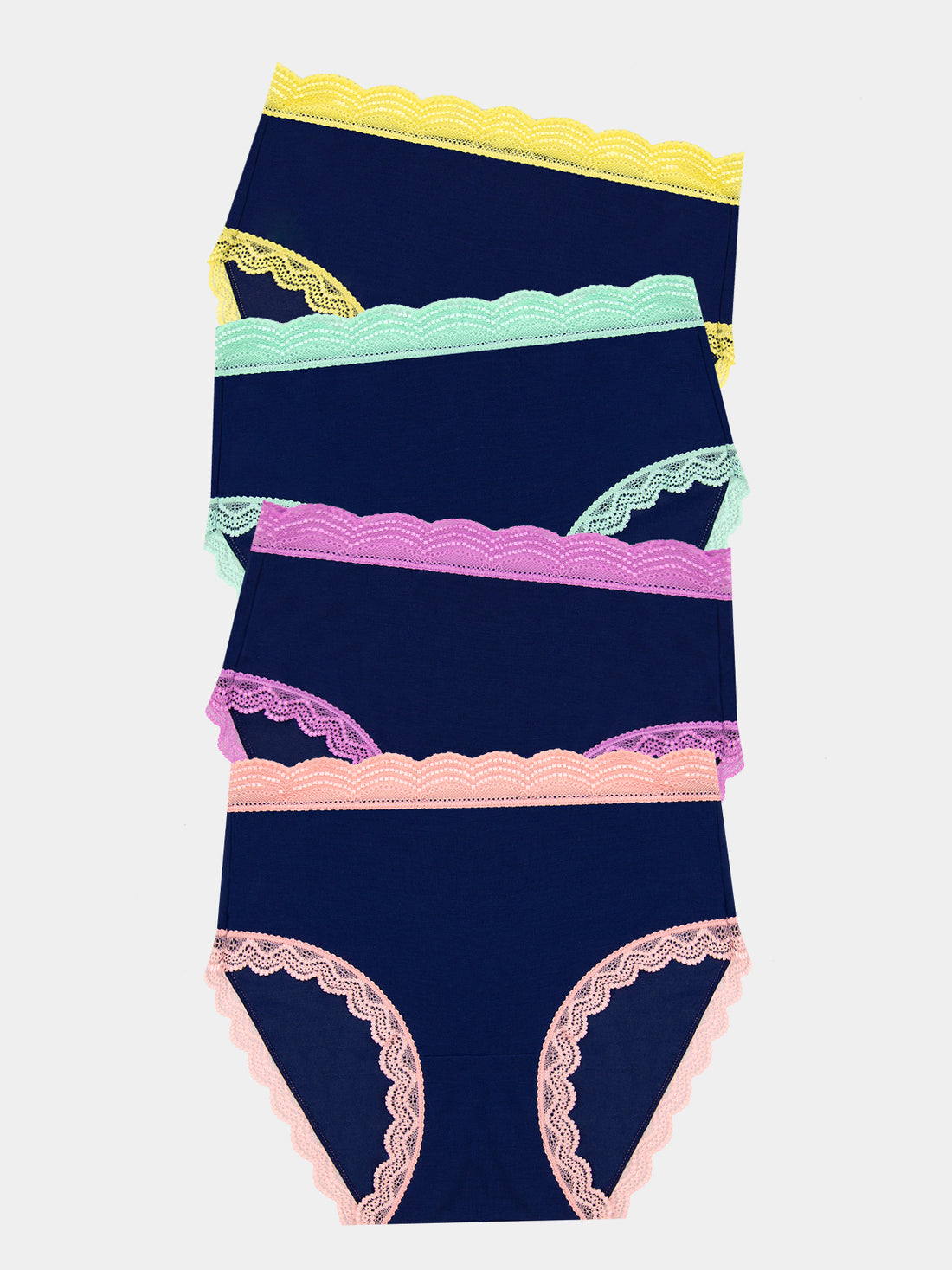 High Rise Knicker Four Pack - Navy Pastels Wholegood Inter-United Ltd