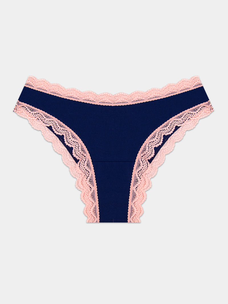 Brazilian Knicker - Navy & Neon Peach Wholegood Inter-United Ltd
