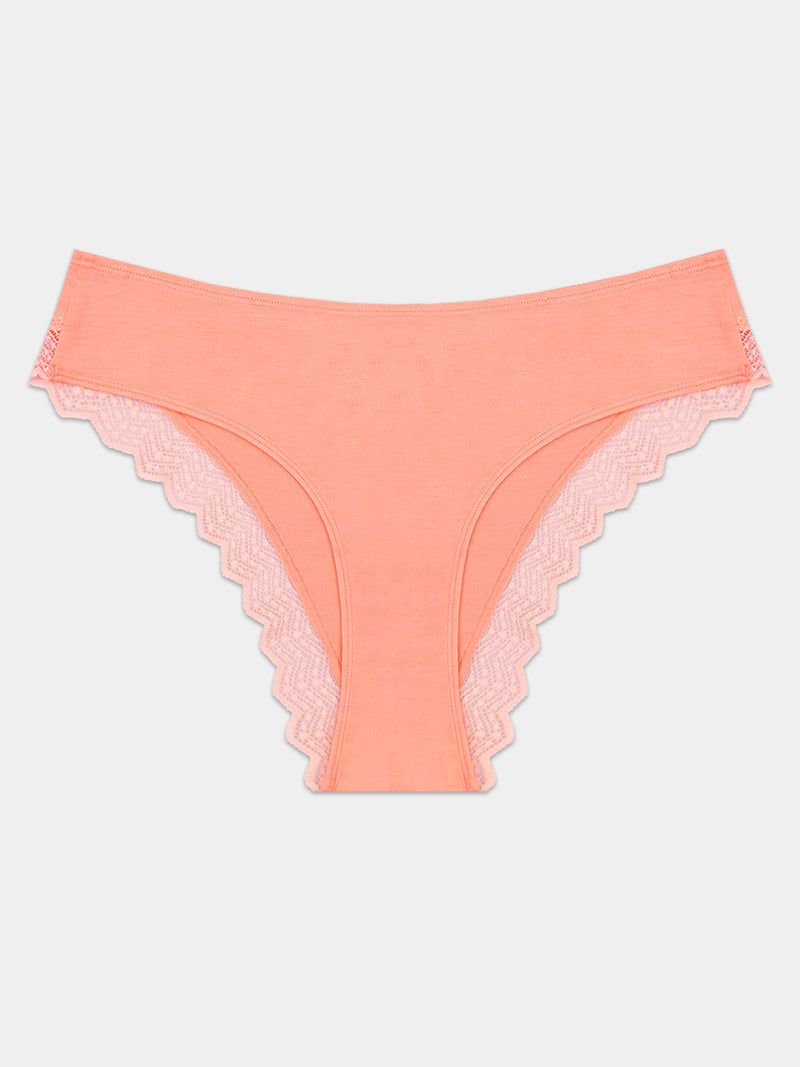 ZigZag Lace Brazilian Knicker - Peach Pop Hop Lun Limited