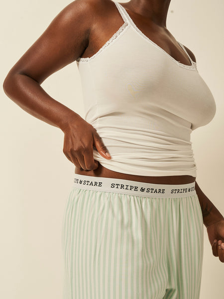 Soft Brushed Woven Pyjama Bottoms - Opal Stripe Anjos & Lourenco