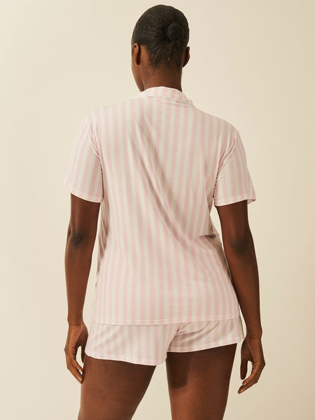 Short Pyjama Set - Pale Pink Stripe Charming Garment Enterprises Co