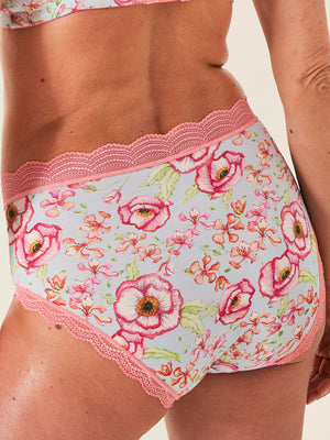 High Rise Knicker - Pastel Poppy