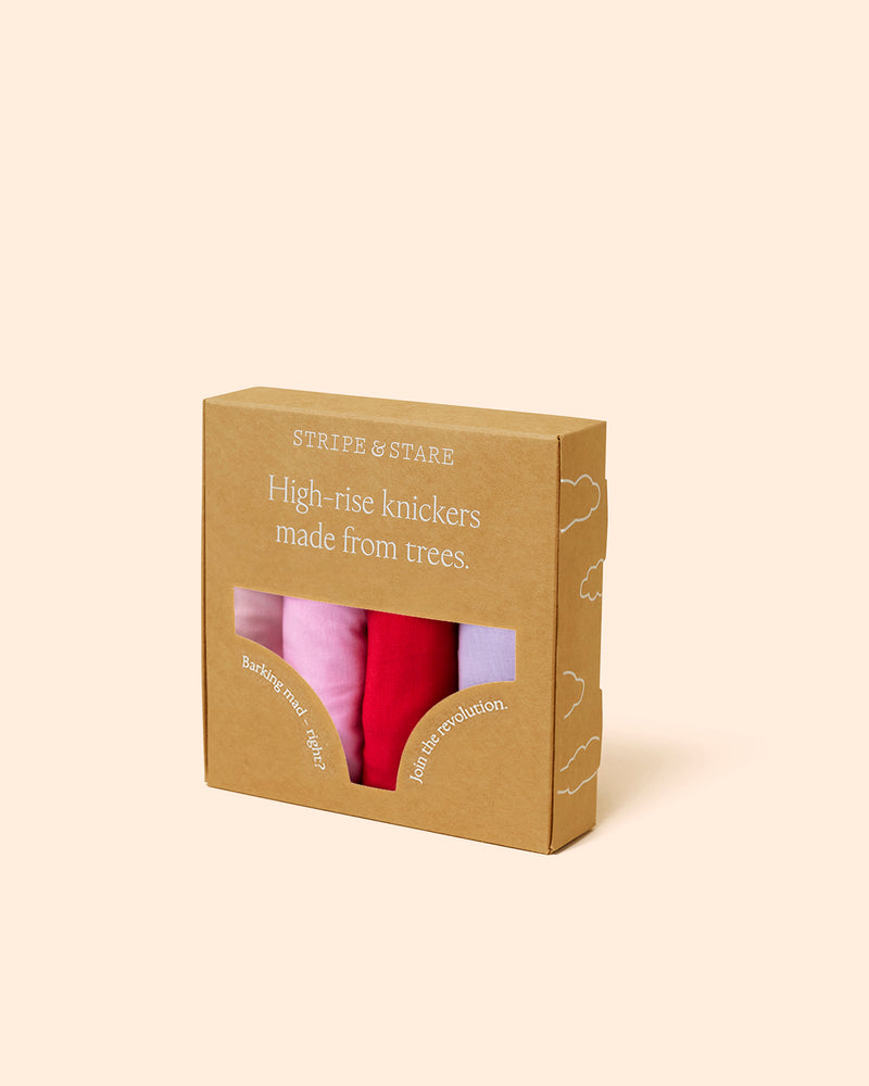 High Rise Knicker Four Pack - Pink and Red Contrast Charming Garment Enterprises Co
