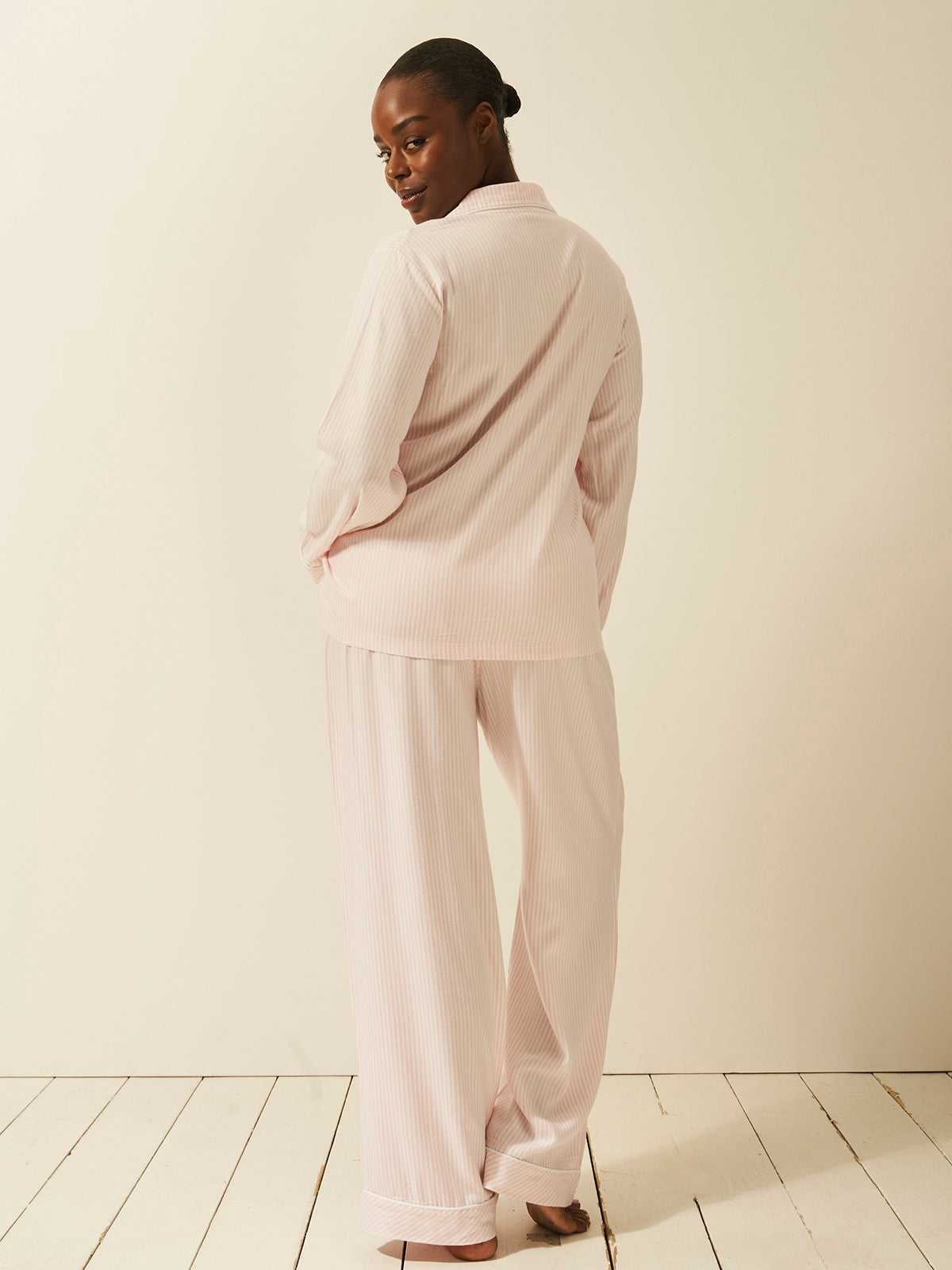 Soft Brushed Woven Pyjama Bottoms - Pink Stripe Anjos & Lourenco