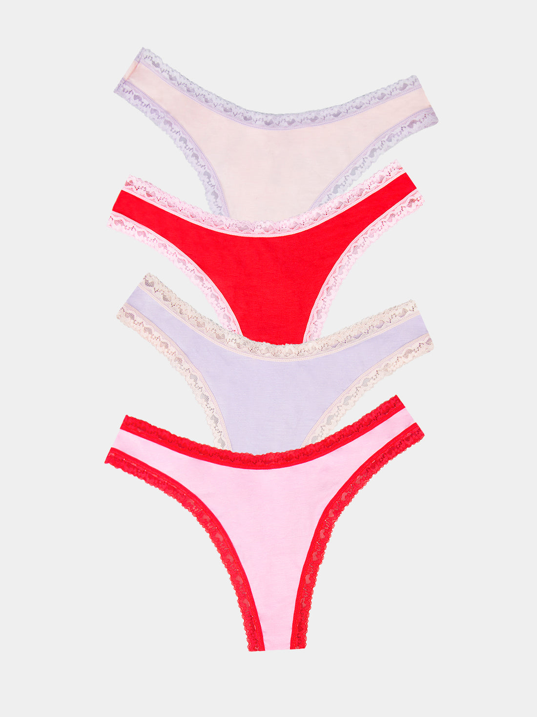 Thong Four Pack - Pink and Red Contrast Charming Garment Enterprises Co