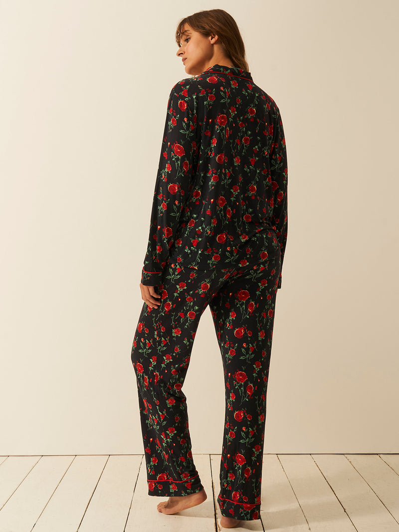 Long Pyjama Set - RIXO Claudia Rose Black Wholegood Inter-United Ltd
