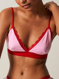 Lace Bralette - Pink and Red Contrast Charming Garment Enterprises Co