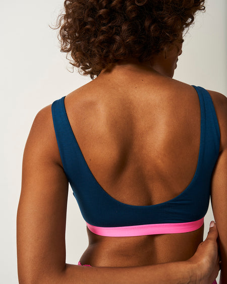 Soft Scoop Bra - Midnight Neon Pink Mintteks