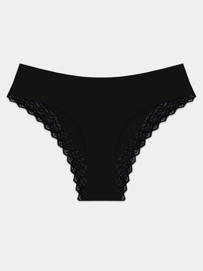 ZigZag Lace Brazilian Knicker - Black Hop Lun Limited