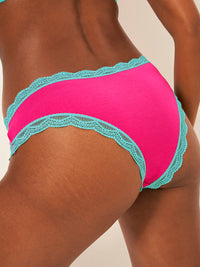 Brazilian Knicker - Raspberry and Trim Neon Mint Charming Garment Enterprises Co