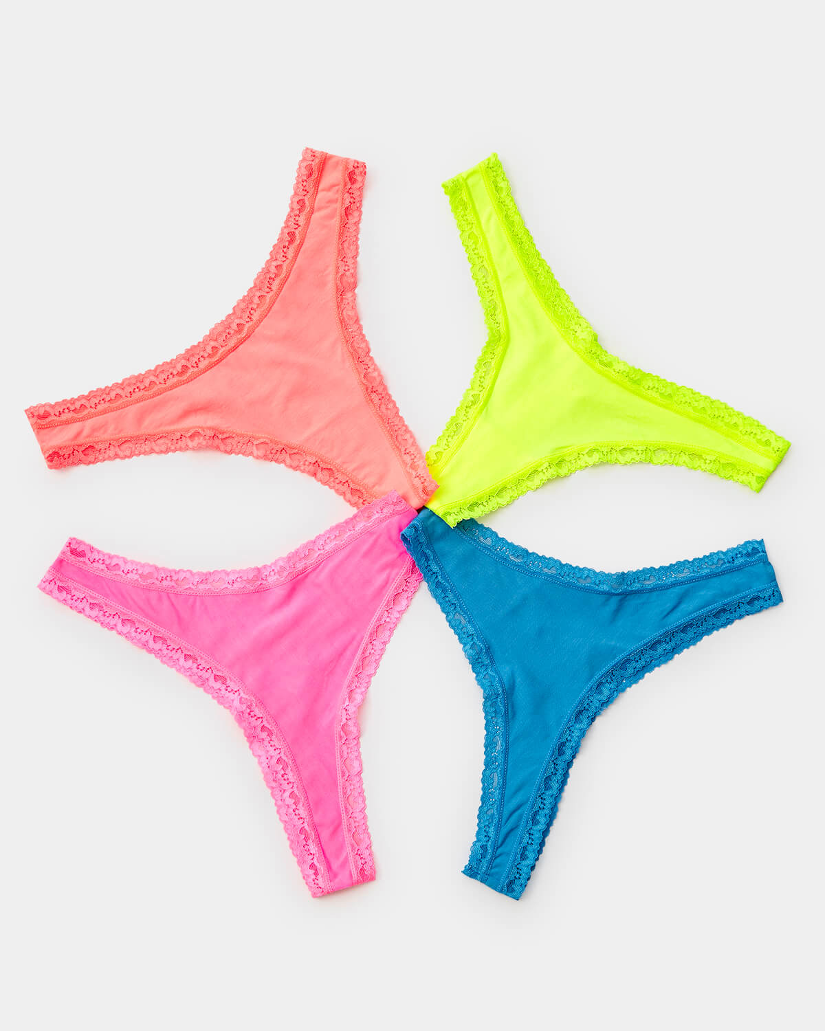 Thong Four Pack - Neon Brights  Sustainable TENCEL™ Lace Underwear –  Stripe & Stare