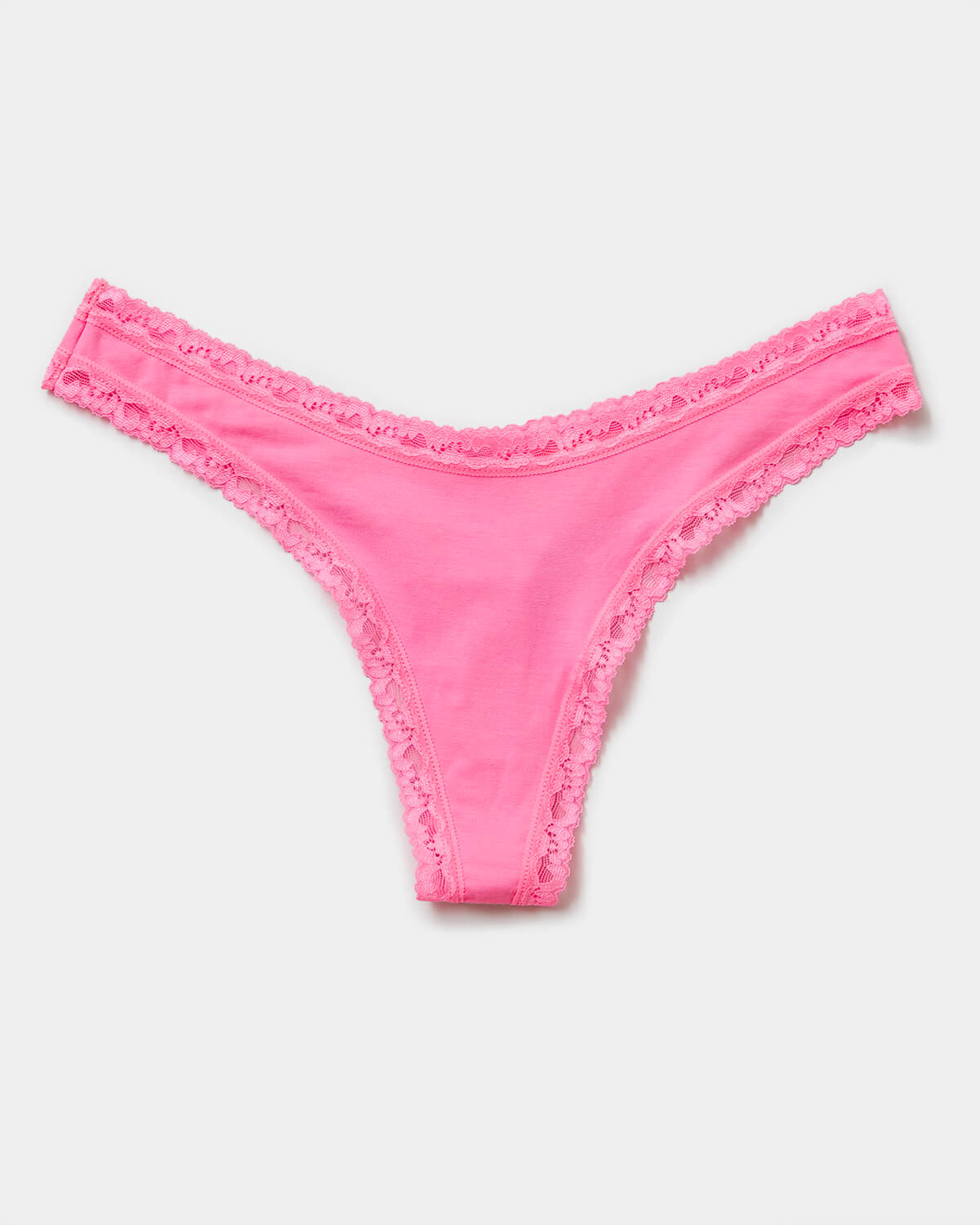 Buy Victoria's Secret Thong Pink Lace Trim Nylon Logo Large New With Tag VS  Panties Online in India 
