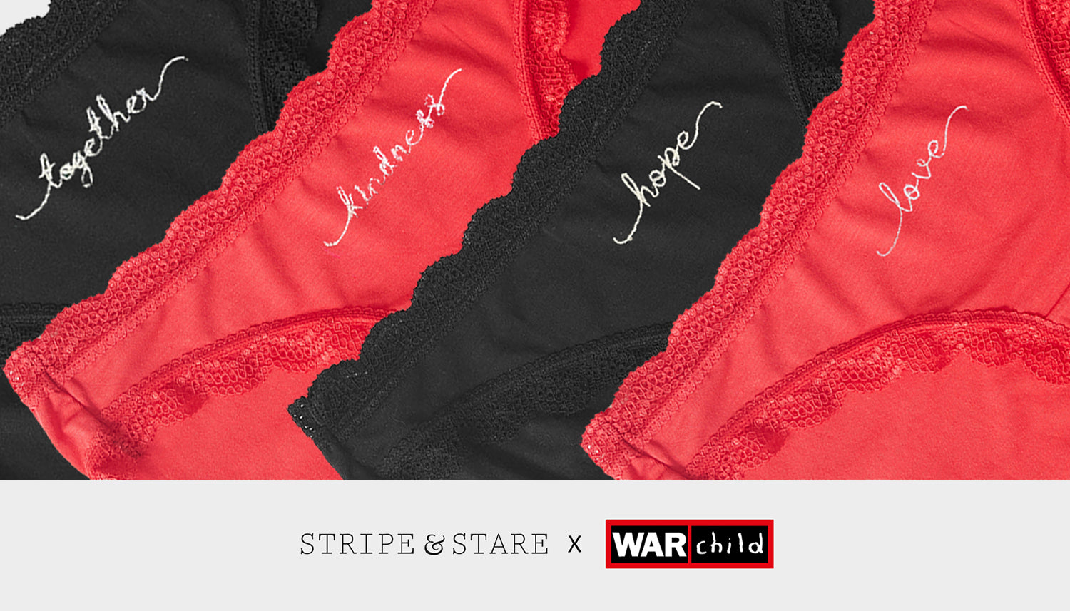 War Child embroidered knicker pack with logos