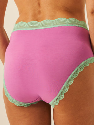High Rise Knicker - Sweet Violet & Peppermint