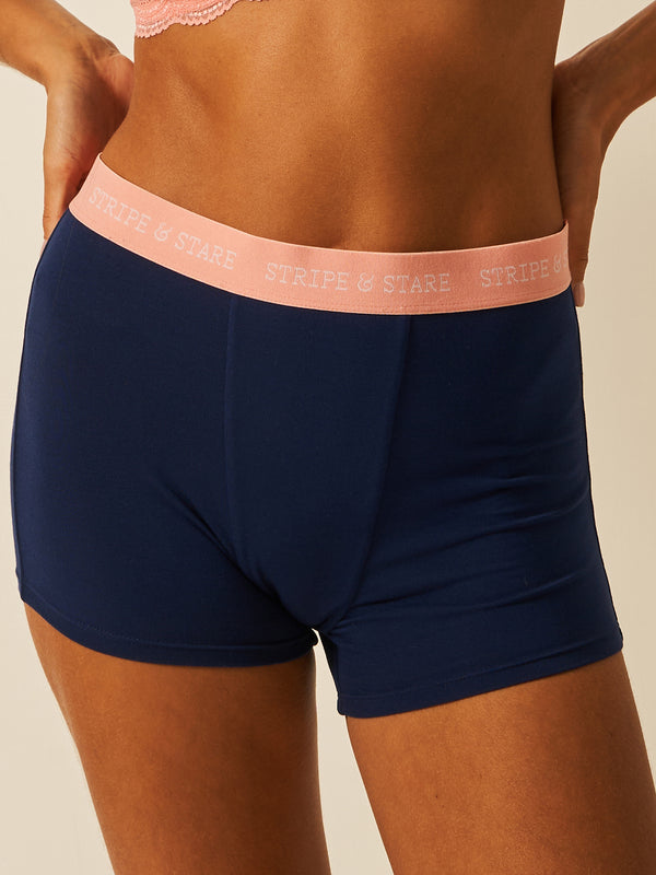 Women's Boxer - Navy & Neon Peach Wholegood Inter-United Ltd