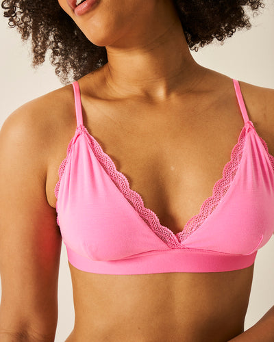 Lace Bralette - Hot Pink Stripe & Stare