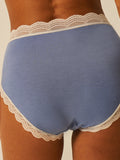 High Rise Knicker  - Denim Blue & Buttercream