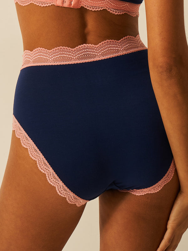 High Rise Knicker - Navy & Neon Peach Wholegood Inter-United Ltd