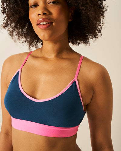 T-Shirt Bra - Midnight Neon Pink Stripe & Stare