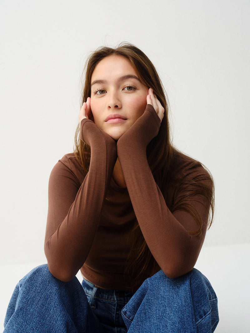 Long Sleeve Under Layer Top - Chocolate
